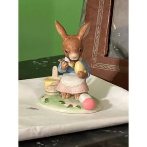 Vintage Lefton Brown Bunny Rabbit painting Easter Eggs Easter Decor